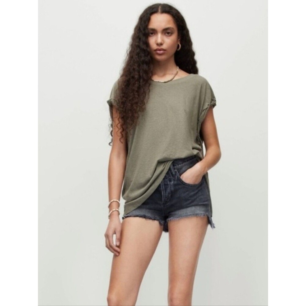 ALLSAINTS Sanza Linen Blend Rolled Oversized Hi Low Tank Top S